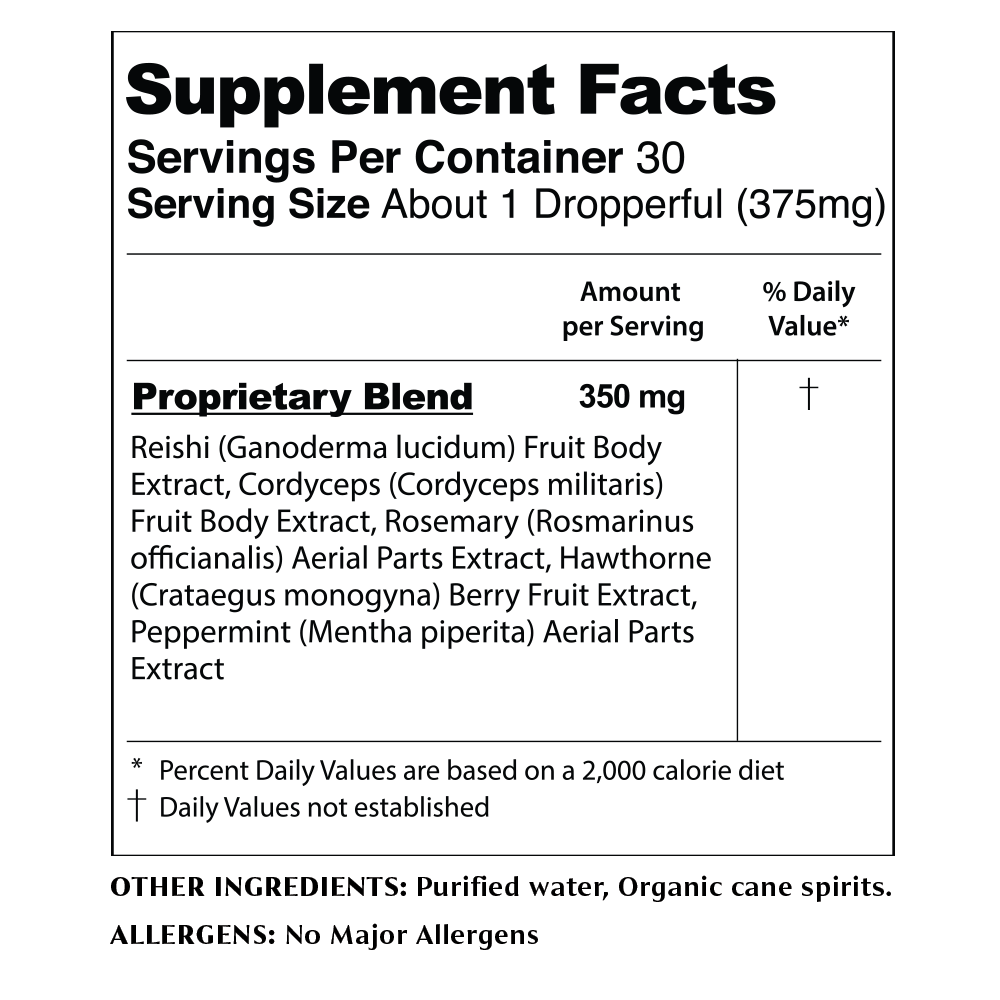 Bliss Mushroom Tincture | Reishi & Cordyceps for Mood & Heart Health