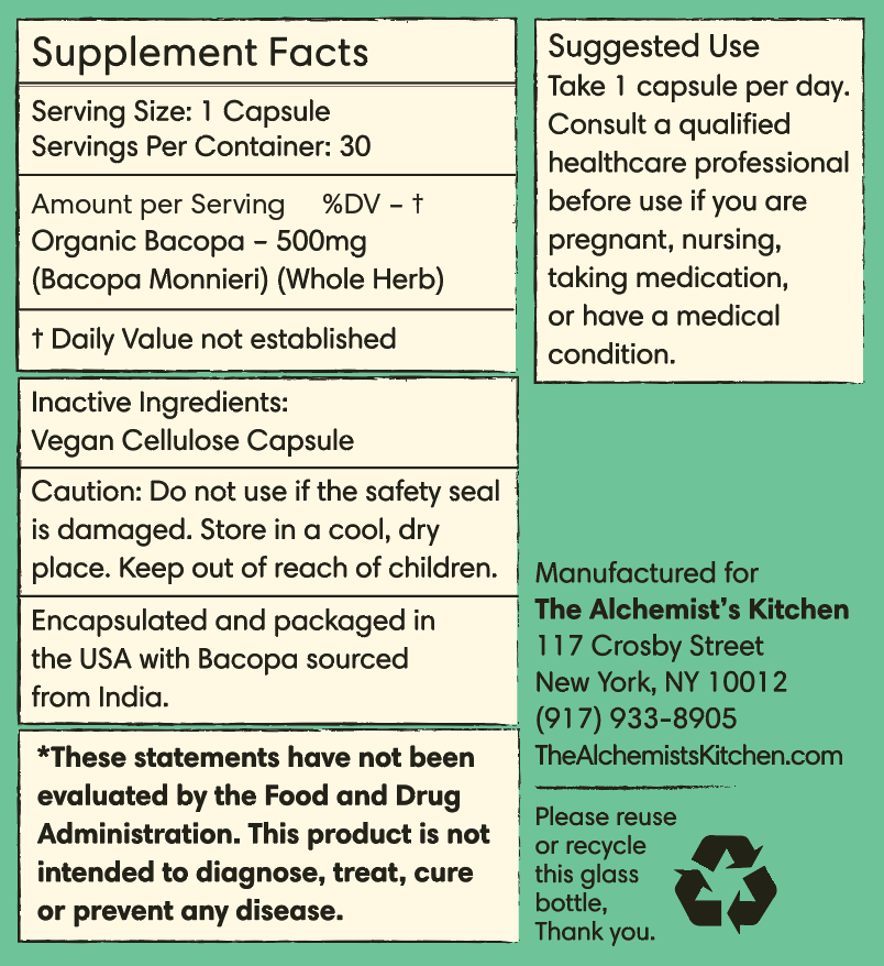 Organic Bacopa Monniere Capsules