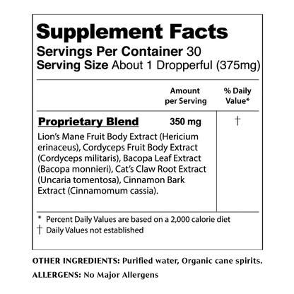 Clarity Mushroom Tincture — No Brain Fog, Clear Mind & Focus Support