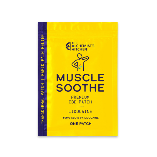 ransdermal 60mg CBD patch applied to a clean, dry area of the lower back for localized muscle relief.