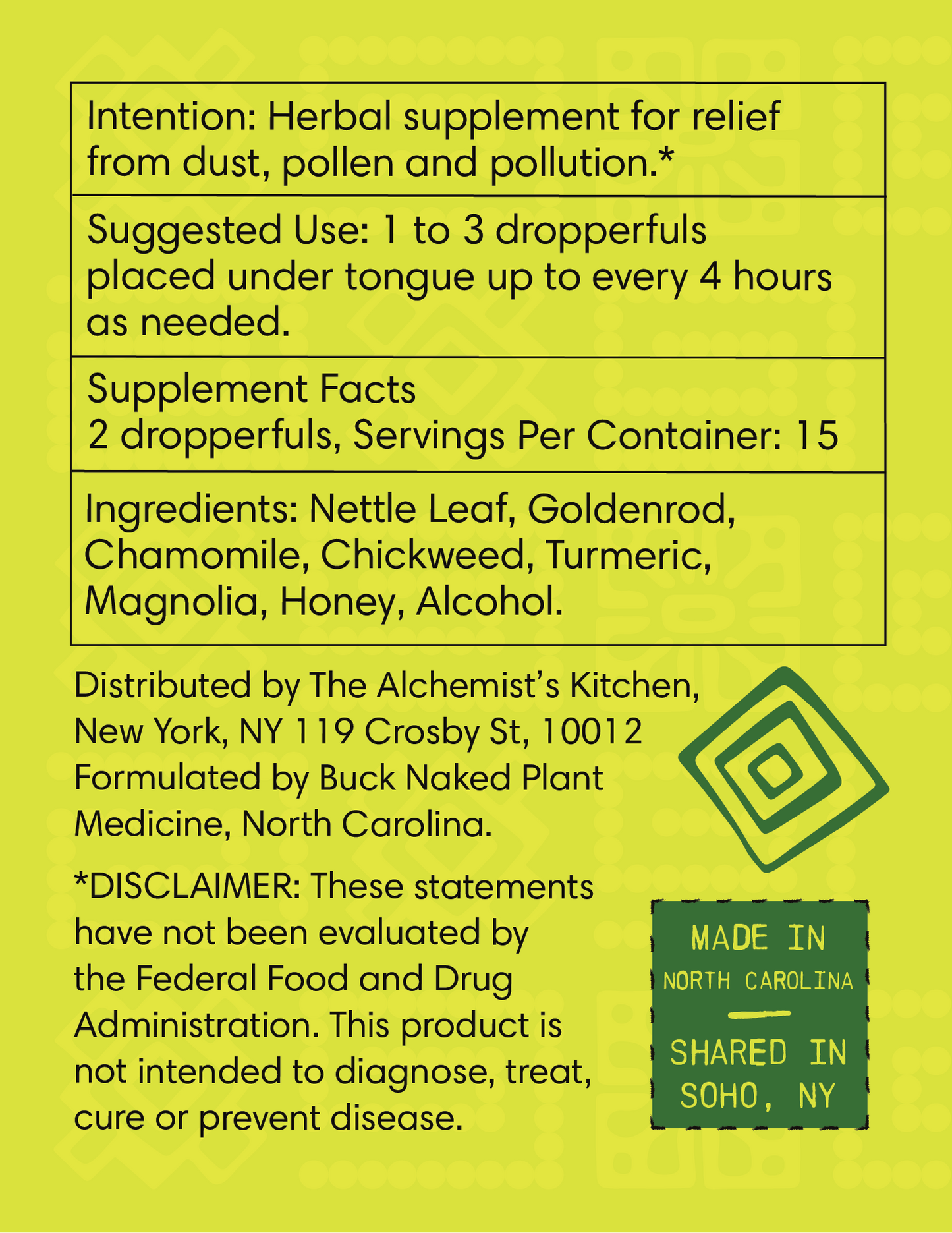 Seasonal Support Allergy Tincture – Nettle & Chickweed Blend