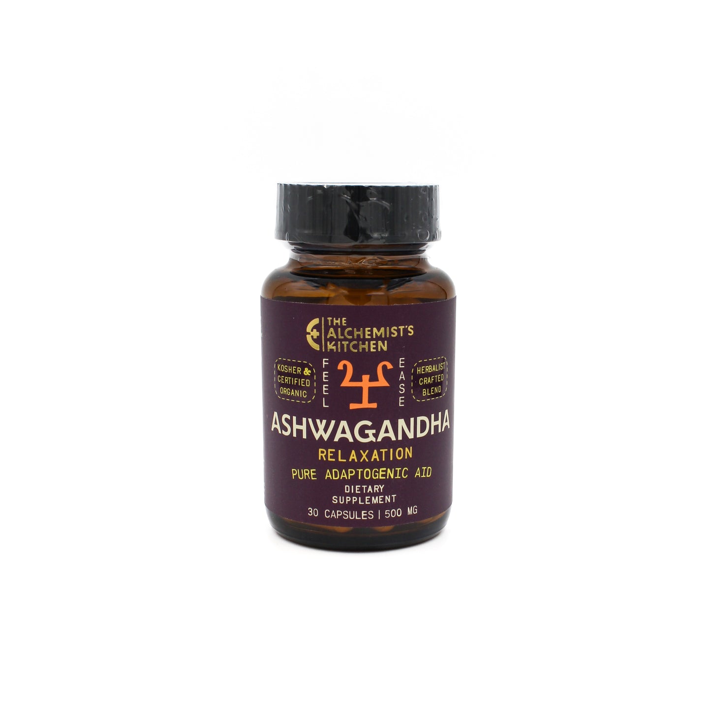 Bottle of Organic Ashwagandha 500mg capsules for natural stress relief and cortisol support