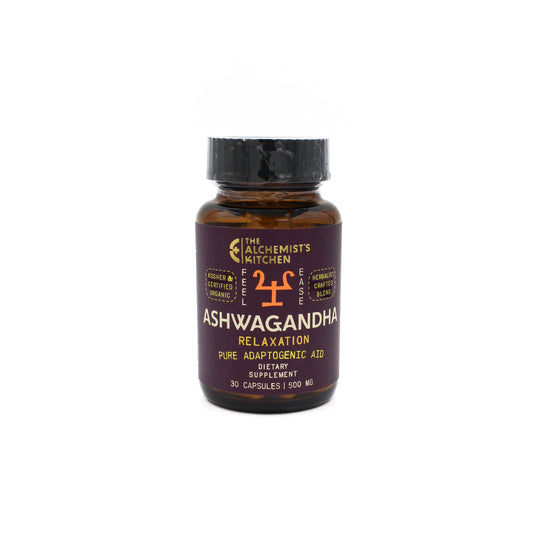 Bottle of Organic Ashwagandha 500mg capsules for natural stress relief and cortisol support